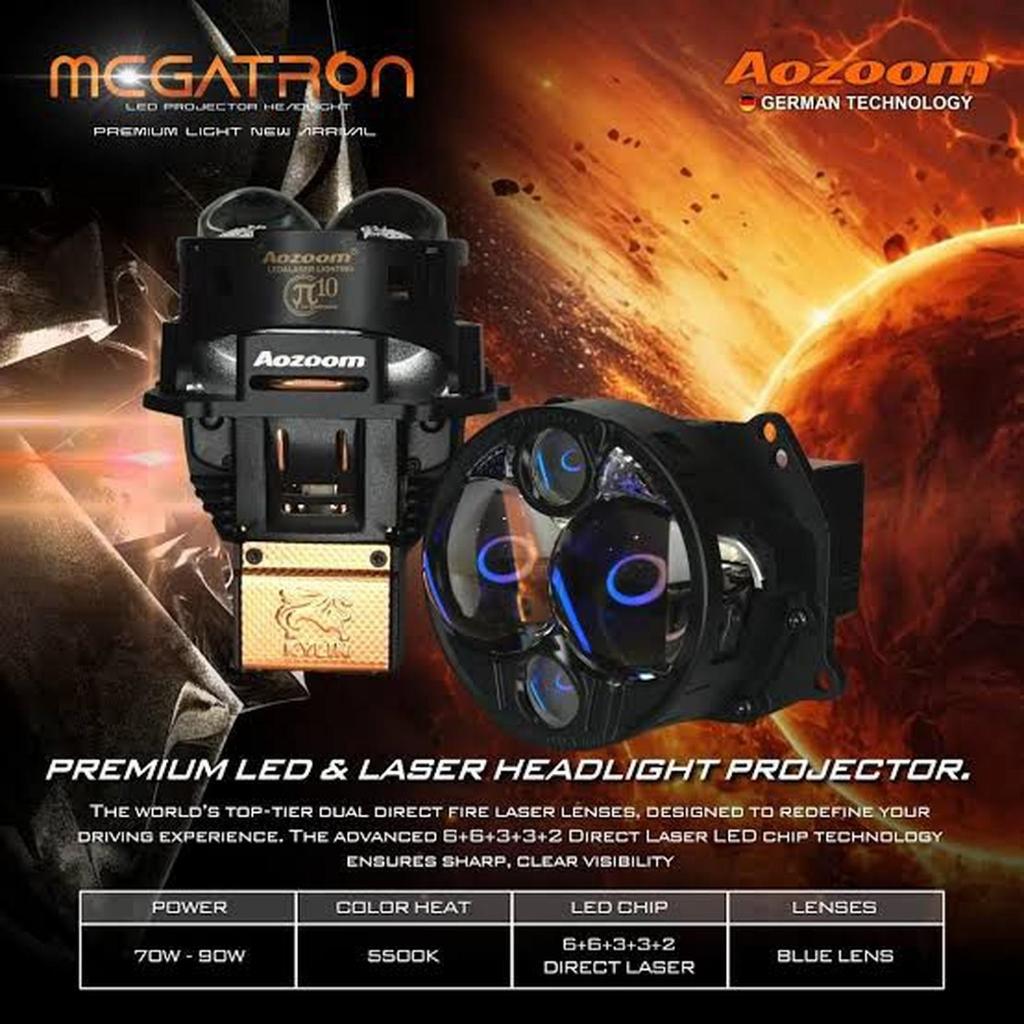 aozoom Megatron Proyektor Lampu LED & Laser 3 Inch