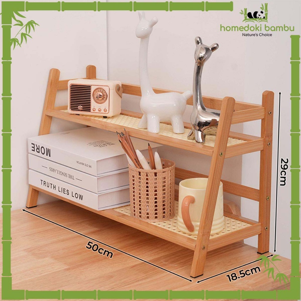 Homedoki Bambu-Rak Meja Kayu / Rak Susun Serbaguna / Rak Kayu Susun / Rak Kayu Aesthetic/Rak Penyimp