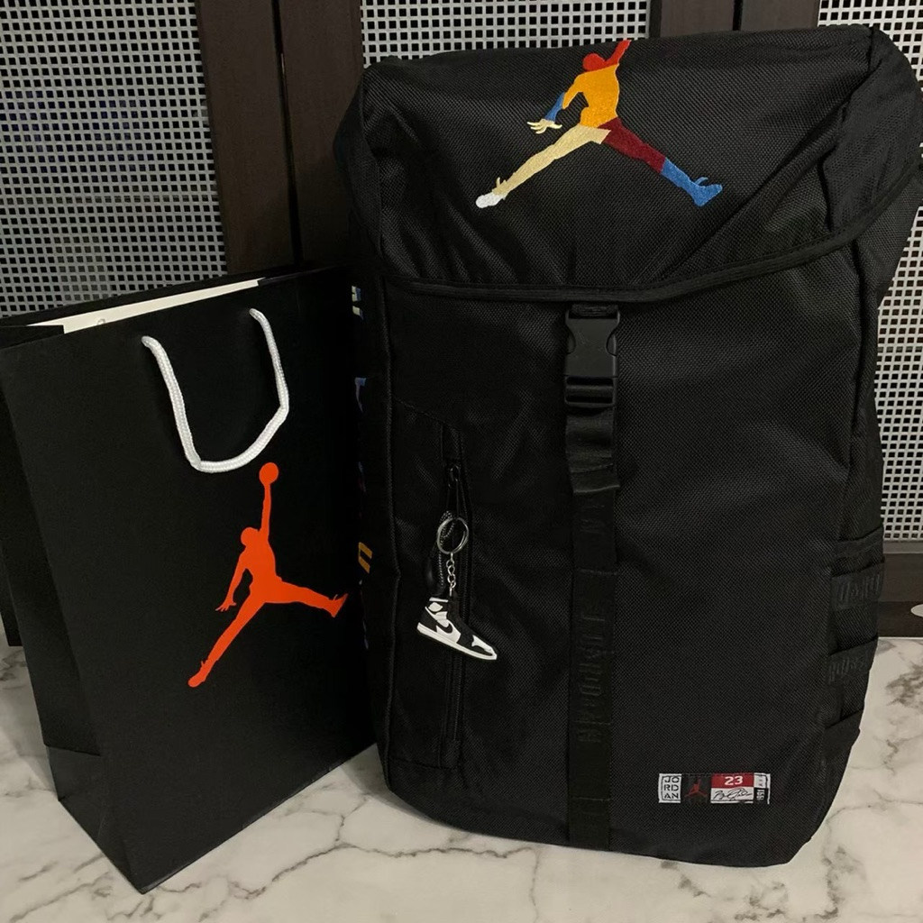 TAS RANSEL JORDAN CANVAS BLACK MULTICOLOR || BACKPACK UNISEX [[ COD ]]