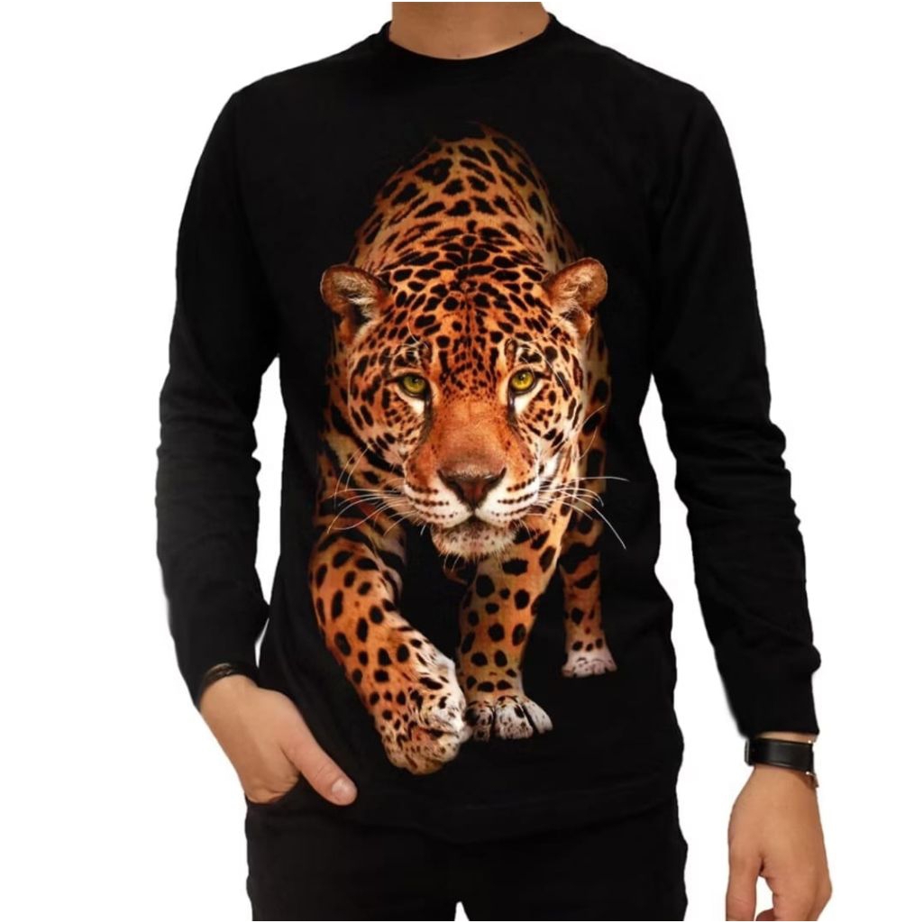 KAOS MACAN TUTUL LENGAN PANJANG MOTIF GAMBAR DEPAN