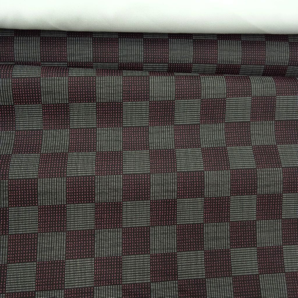 NEW BAHAN KOKO KEMEJA KAIN KATUN ITALY GIZA IMPORT ORIGINAL FULL COTTON KOTAK MERAH MAROON