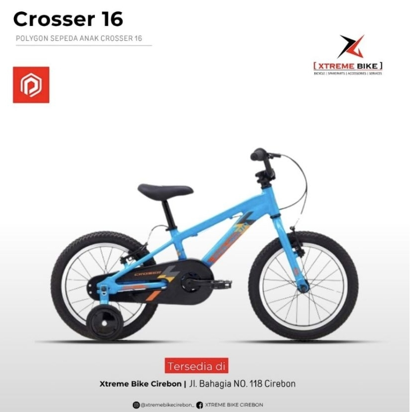 Sepeda BMX 16" Polygon Crosser - Sepeda Anak Dengan Roda Bantu