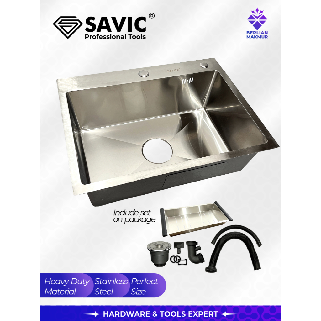 SAVIC Bak Cuci Piring Minimalis Satin & Hitam 60 cm SATIN - Kitchen Sink