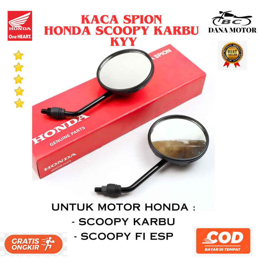 Spion Honda Scoopy Karbu Ori / Spion Motor Honda Scoopy Karbu Original Premium - 88110-KYT-940
