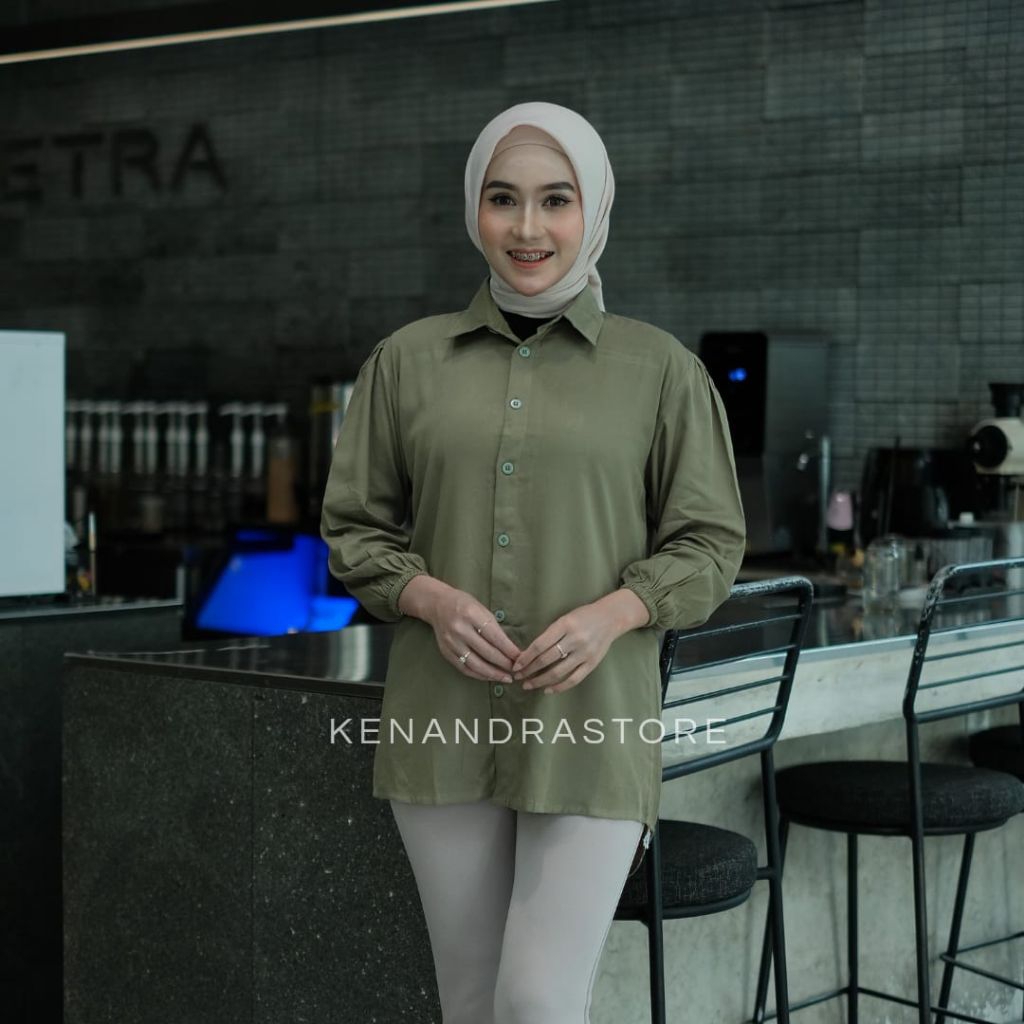 KODE 1 Baju Wanita Polos Rayon Twill Halus Hijau Sage