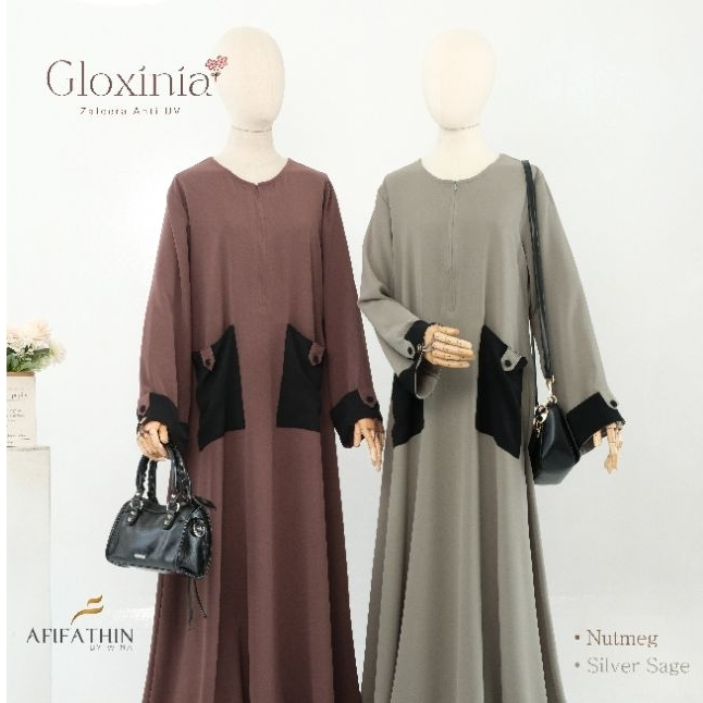 Afifathin ~ GLOXINIA Gamis Only Bahan Zafeera Anti UV Murah / Abaya Daily Casual Santai Syari Busui 