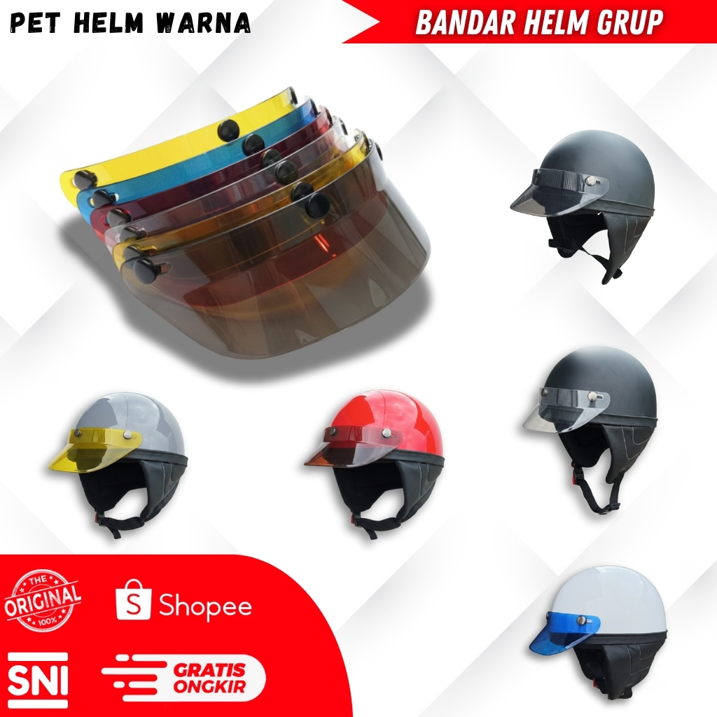 Pet Pendek Helm Bogo Retro Warna Warni