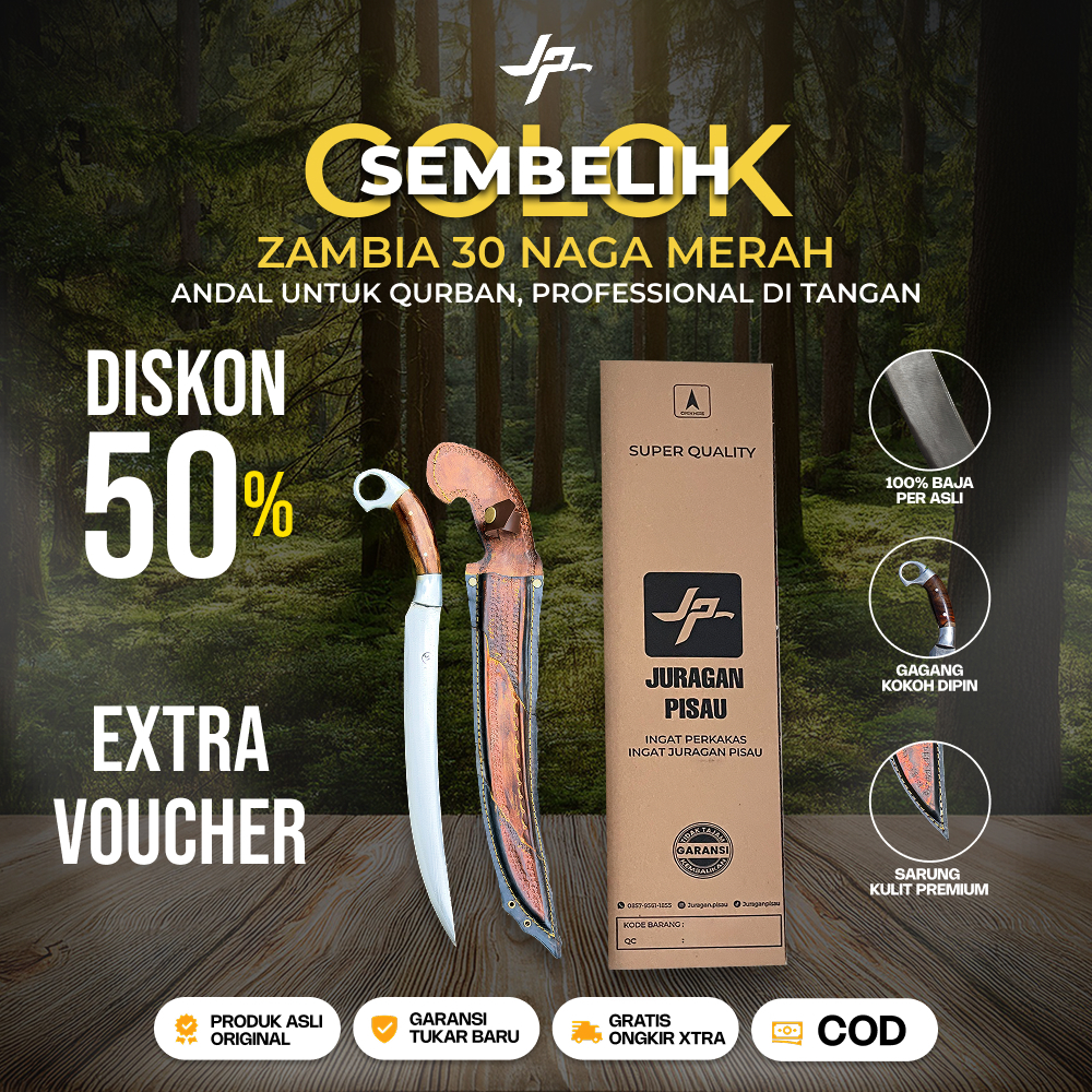 Juragan Pisau | Golok Baja Asli Sup9 Super Tajam | Golok Pisau Sembelih Zambia Sarung Kulit