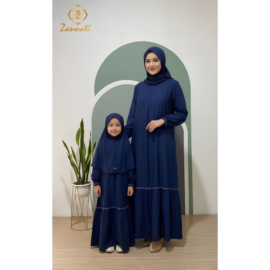 ZANNATI Gamis Simple Elegan Couple Ibu Anak Remaja Tanggung Linen Premium Bahan Adem