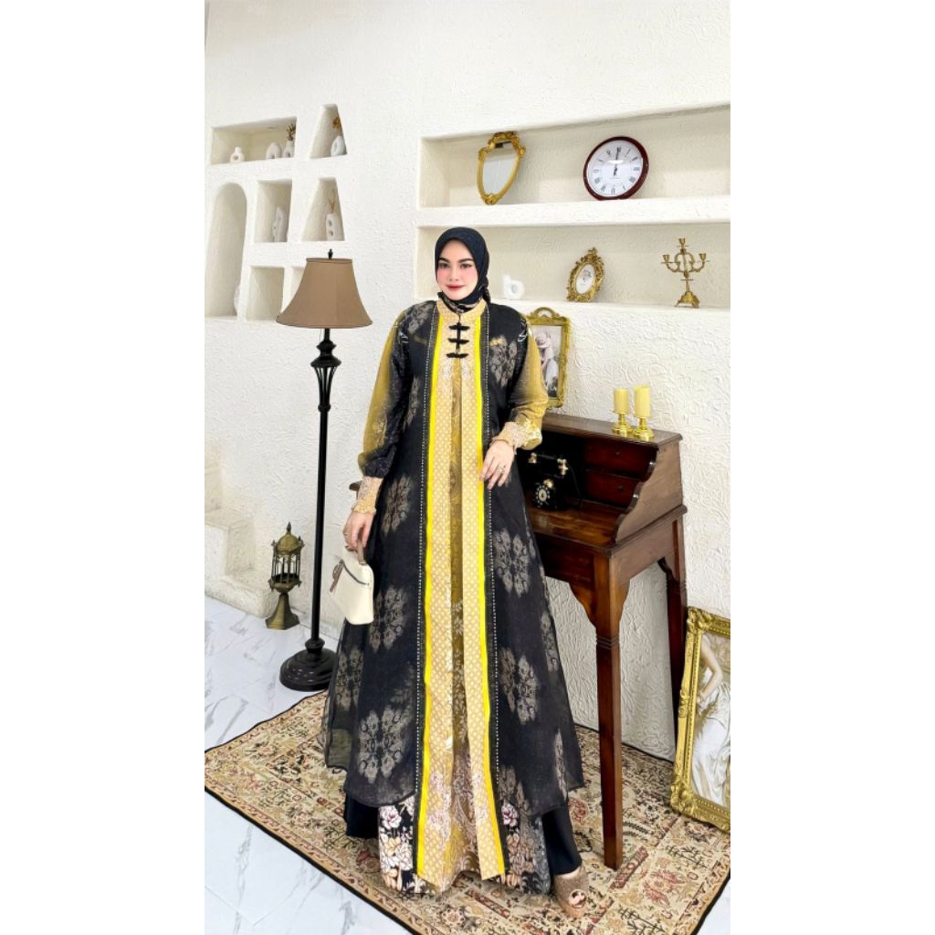 ZAIDAH DRESS by POPPI SYARI GAMIS SET HIJAB GAMIS MARBELLA MIX ORGANZA GAMIS LEBARAN TERBARU