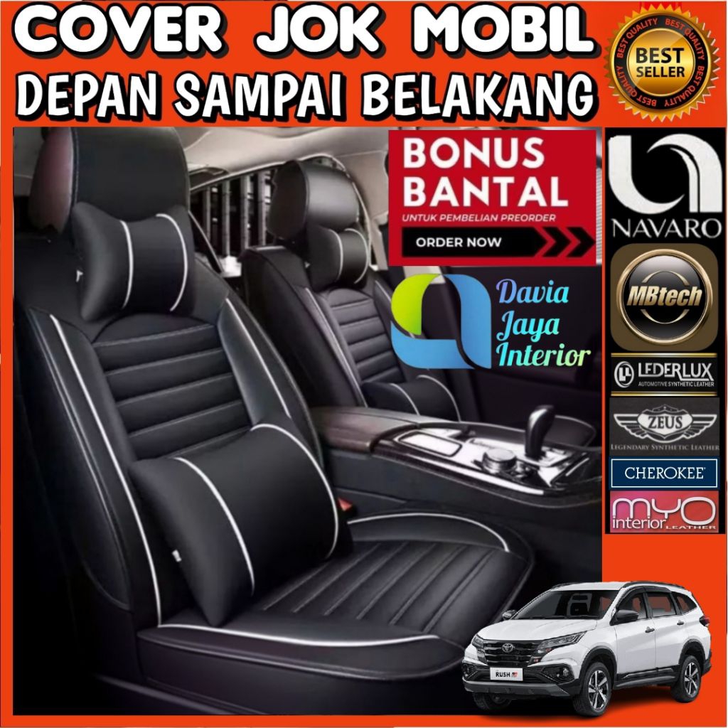 Mbtech sarung jok mobil rush GR Sport TRD 2018 - 2026 gratis bantal leher 2 pcs