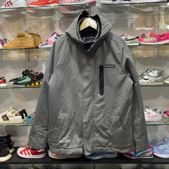 HOLLISTER FAUX FUR LINEN ALL WEATHEAR JACKET GREY