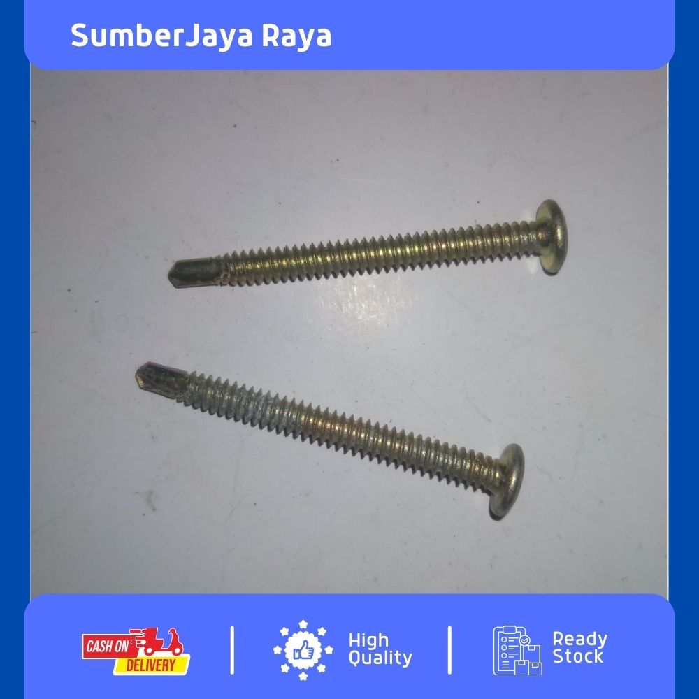 [100PCS] Sekrup Drilling 5x40 mm Pan Head Kuning - Baut Baja Ringan SDS 4 cm