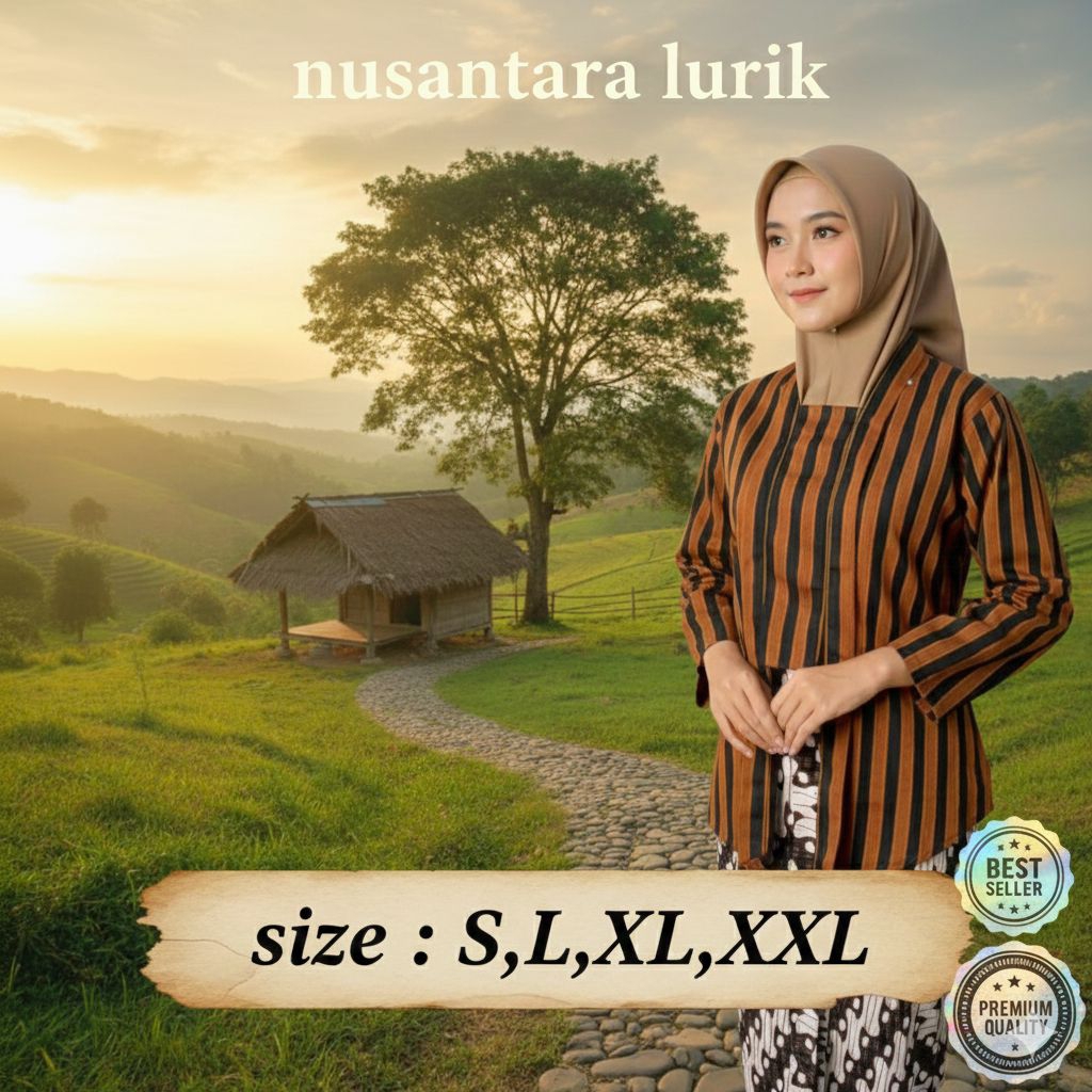 Baju Lurik Wanita Dewasa || Motif Hitam Coklat || Dewasa || Baju tradisional