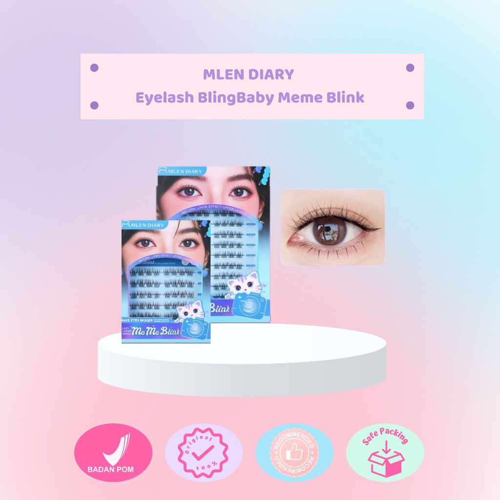 MLEN DIARY BlingBaby Meme Blink - Bulu Mata Palsu Individual Cluster B Curl 12mm Natural Clean Look