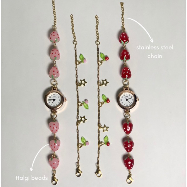 Strawberry beads watch / Jam tangan manik / Jam tangan strawberry