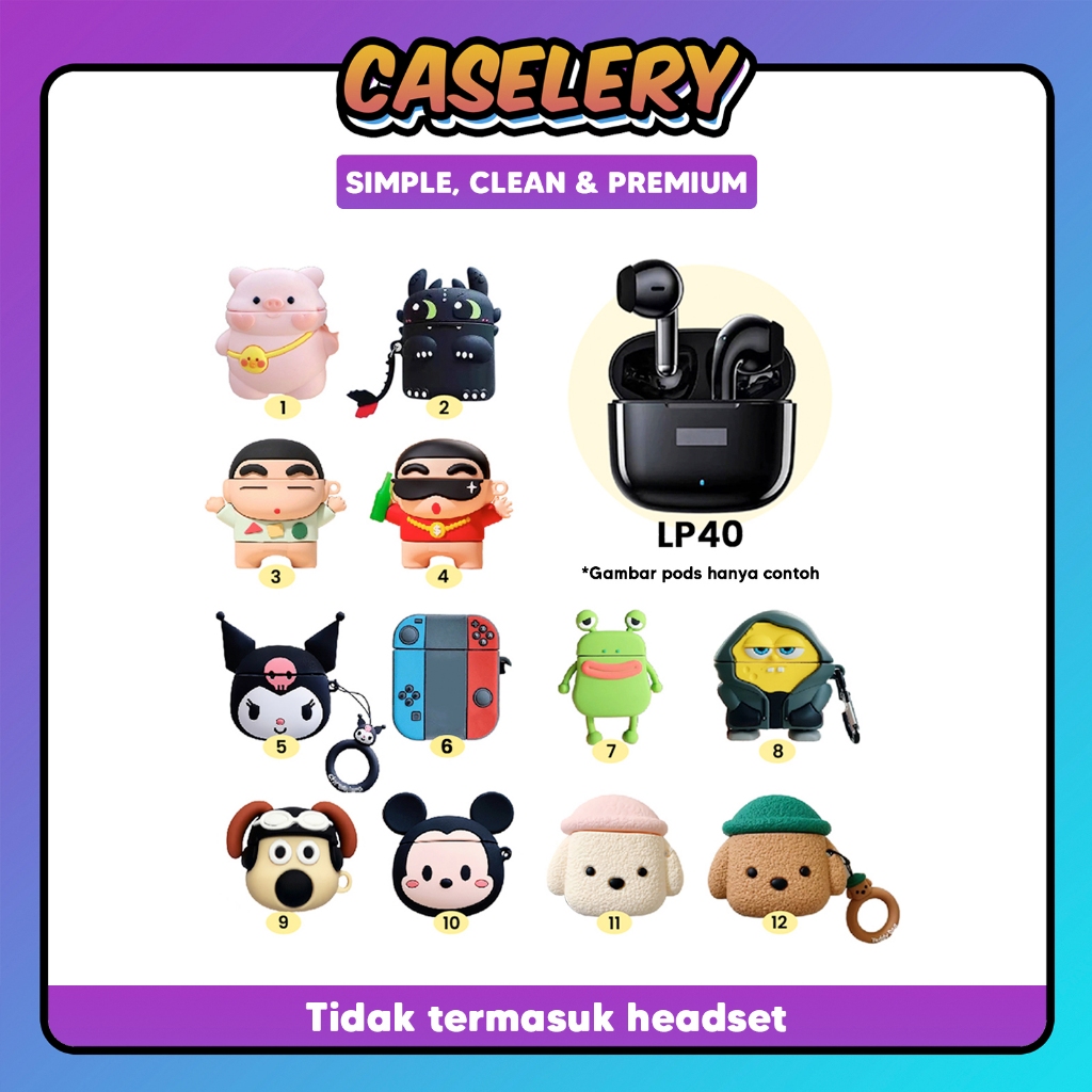 [LP] Case Lenv LP40 / LP40 Pro / LP40 S Thinkplus Wireless Bluetooth Earphone Cartoon Cover Case