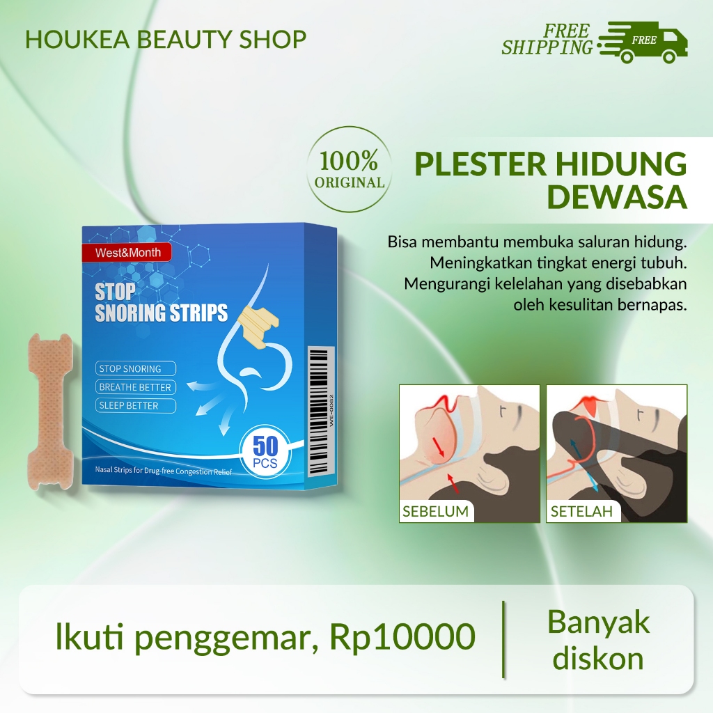 West&Month Nasal Strip 50pcs Nasal Strip Anti Dengkur Nasal Strips Untuk Hidung Tersumbat Sleep Patc