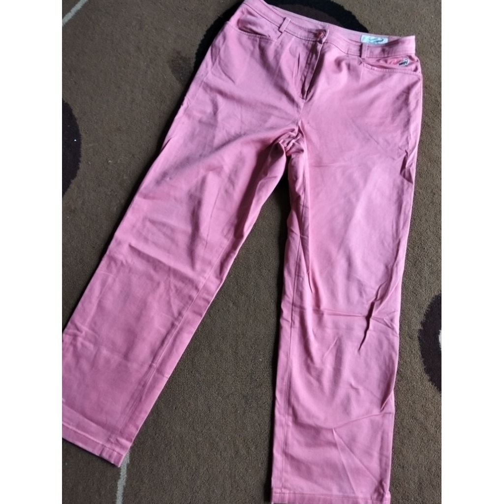 Crocodile celana Chino wanita pink