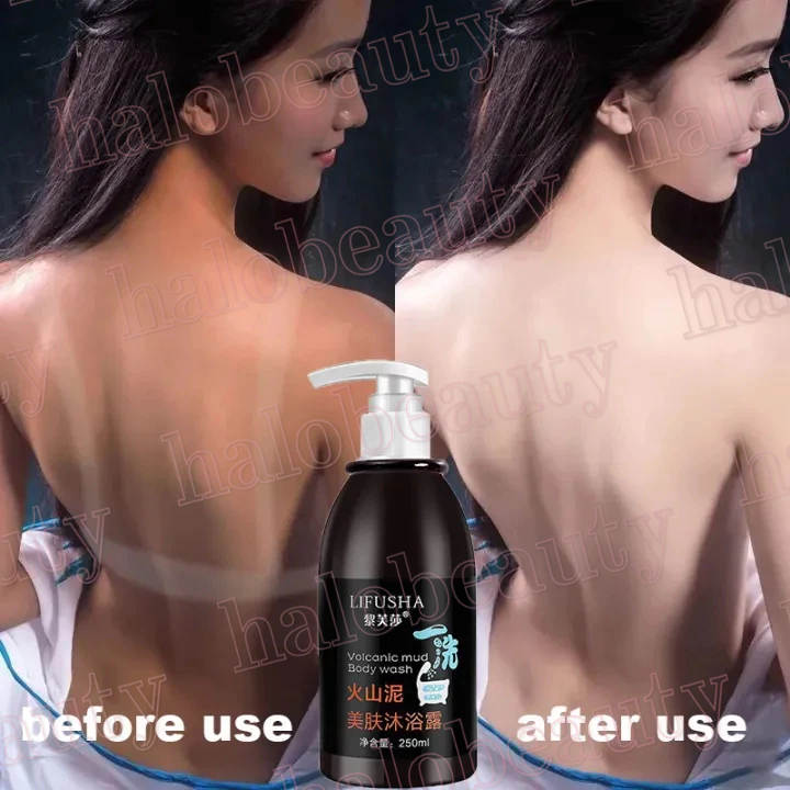 LIFUSHA Body Wash Lumpur Vulkanik Whitening Anti-Aging Mud Cleansing Pemutih Kulit 250ml