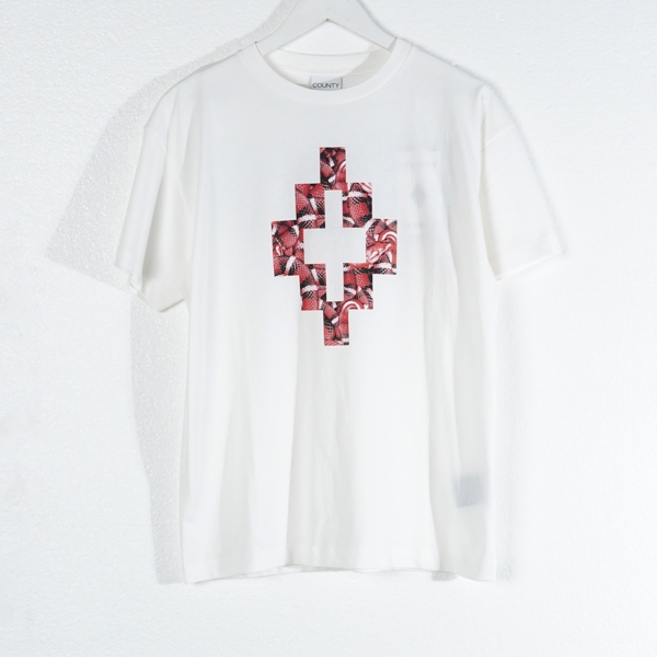 Kaos MARCELO BURLON COUNTY OF MILAN LOGO SNAKE RED WHITE TSHIRT 100% ORIGINAL