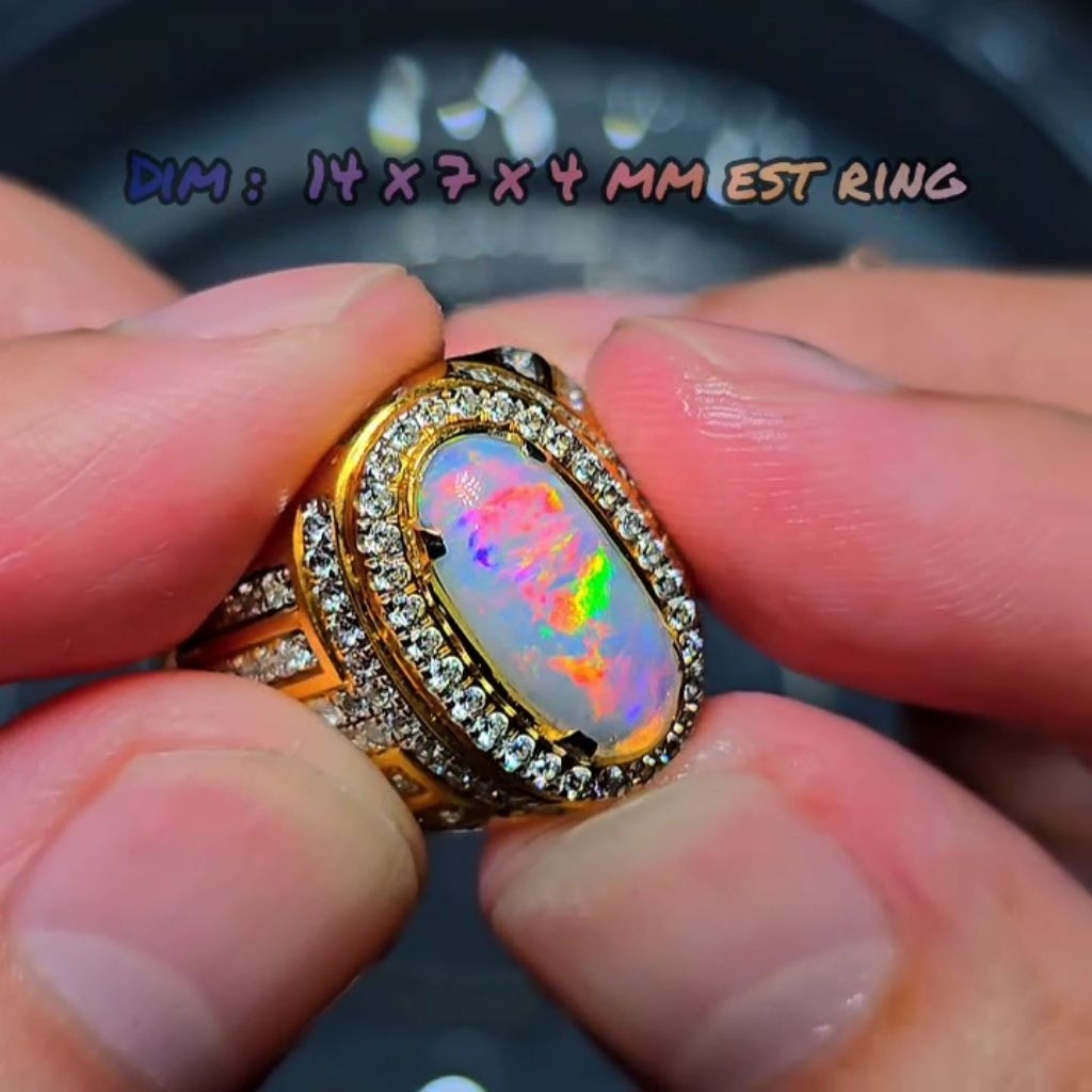 Batu Cincin Kalimaya Banten Milky Putih Size Super Langkah Ring Perak MicroSetting HandMade
