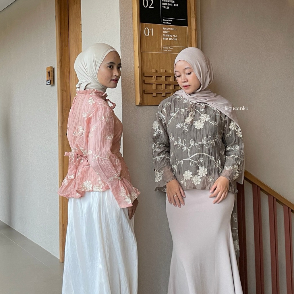 Hiiqueenku - Asja Blouse (Blouse Wanita Lebaran 2026 - Atasan Semi Formal - Blouse Hijab Friendly)