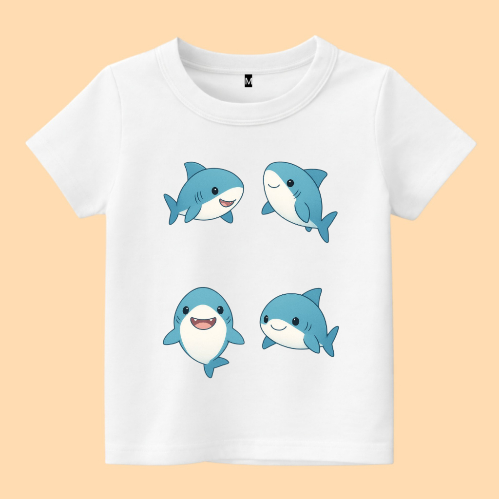 Baju kaos anak gambar ikan hiu shark