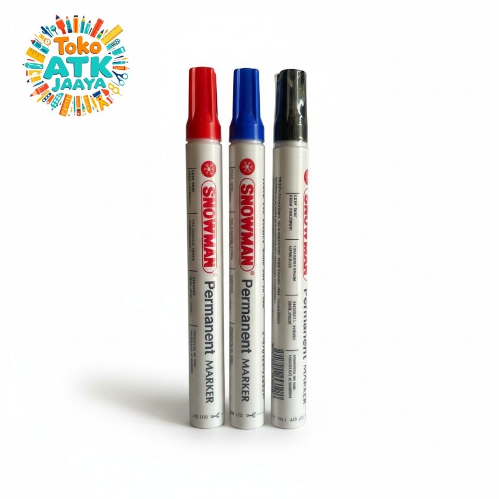 Spidol Permanen Snowman - Warna Merah, Biru, Hitam