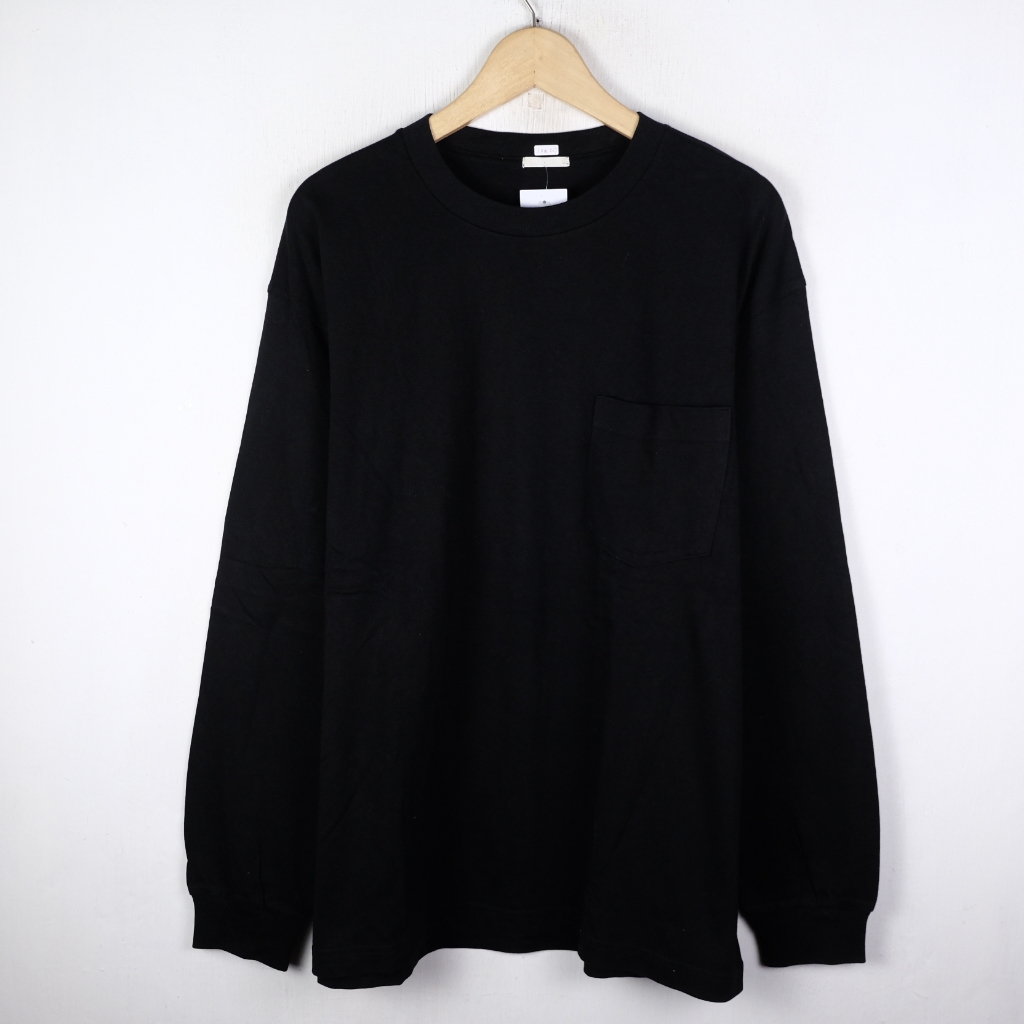 KAOS LENGAN PANJANG GU BY UNIQLO POCKET OVERSIZE BASIC LONG SLEEVE TSHIRT AIR56 SIZE L OVERSIZE