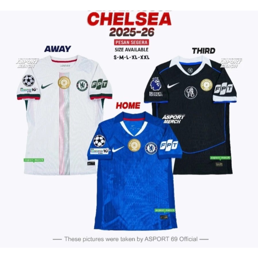 KOLEKSI CHELSEA 2025 2026 CHELSEA HOME AWAY THIRD 25 26 TERBARU GO