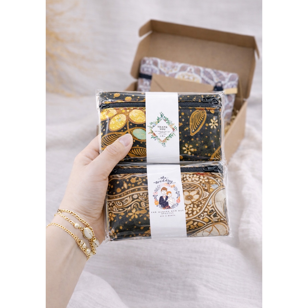 Souvenir Wedding Premium Paket Box Rustic Custom isi Tumbler & Dompet Batik