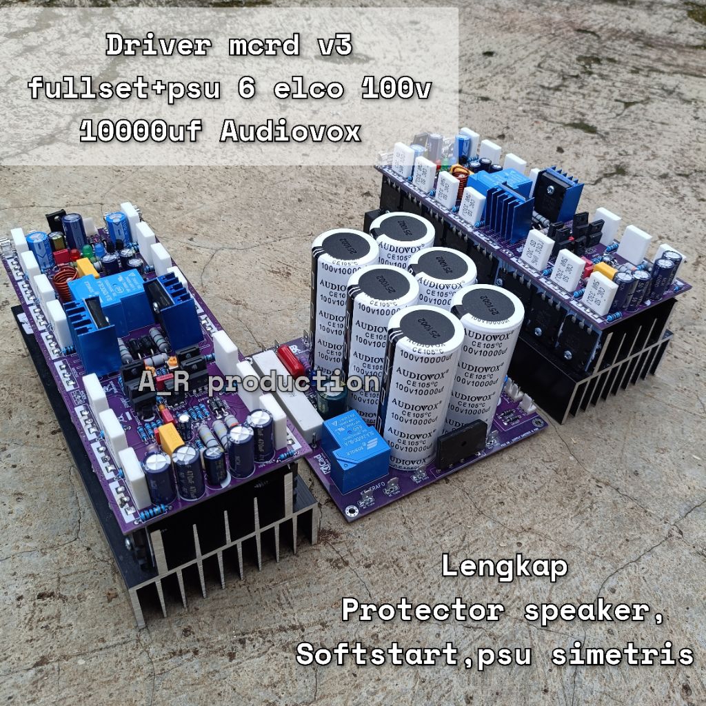 2.pcs Driver power mcrd v3 darlington 2u 7set final Toshiba lengkap psu 6 elko 100v 10000uf Audiovox