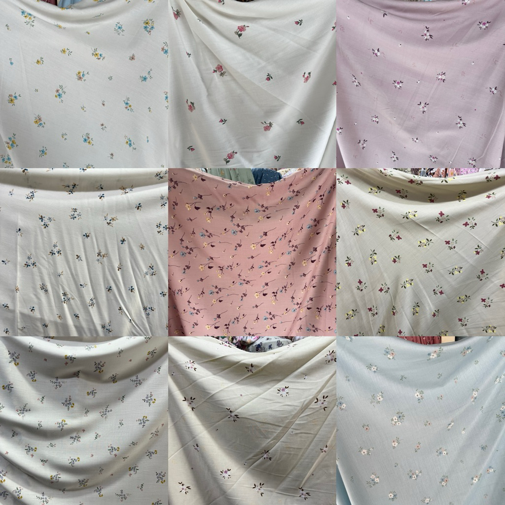 Kain Katun Rayon Motif Bunga Kecil | katun rayon | rayon motif salur| Rayon premium | Daster | Kemej