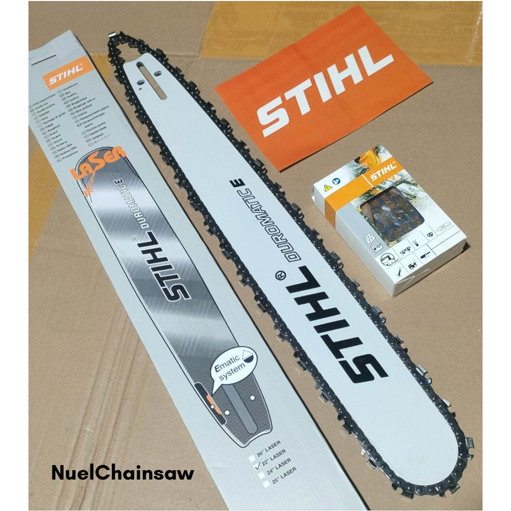 1 SET BAR ASLI STIHL 22” DAN RANTAI STIHL 22” LASER BAJA
