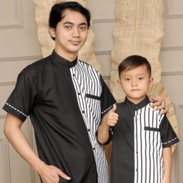 Kemeja Koko Ayah Dan Anak | Baju koko Couple | motif salur ukuran M-XXL