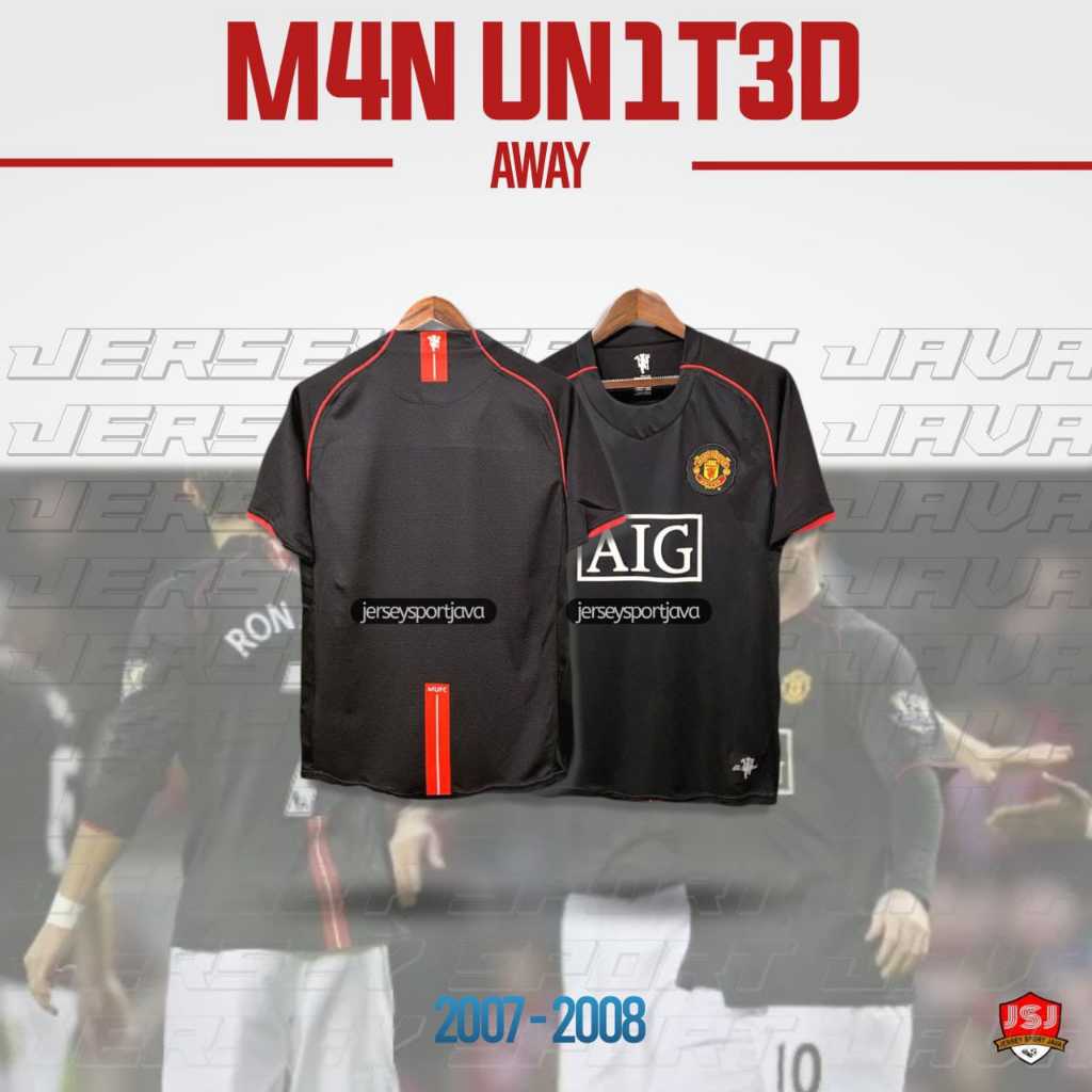 ( BISA COD ) JERSEY BAJU BOLA PRIA RETRO MU AWAY HITAM 2007/2008 GRADE AAA+ - BEST HIGT QUALITY
