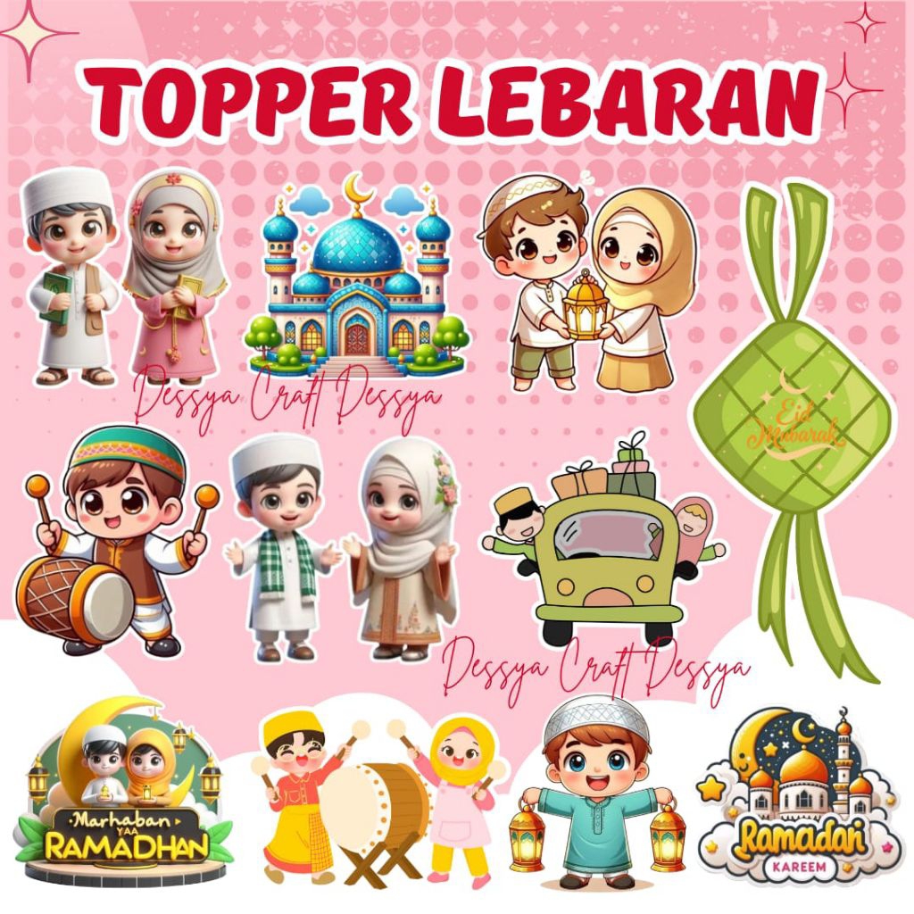 TOPPER LEBARAN UNTUK HIASAN HAMPERS - KUE / TOPPER IDUL FITRI
