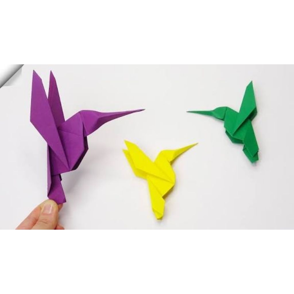 Origami Bentuk Kolibri/Paper Garland 3D/Kerajinan Origami Bentuk Kolibri