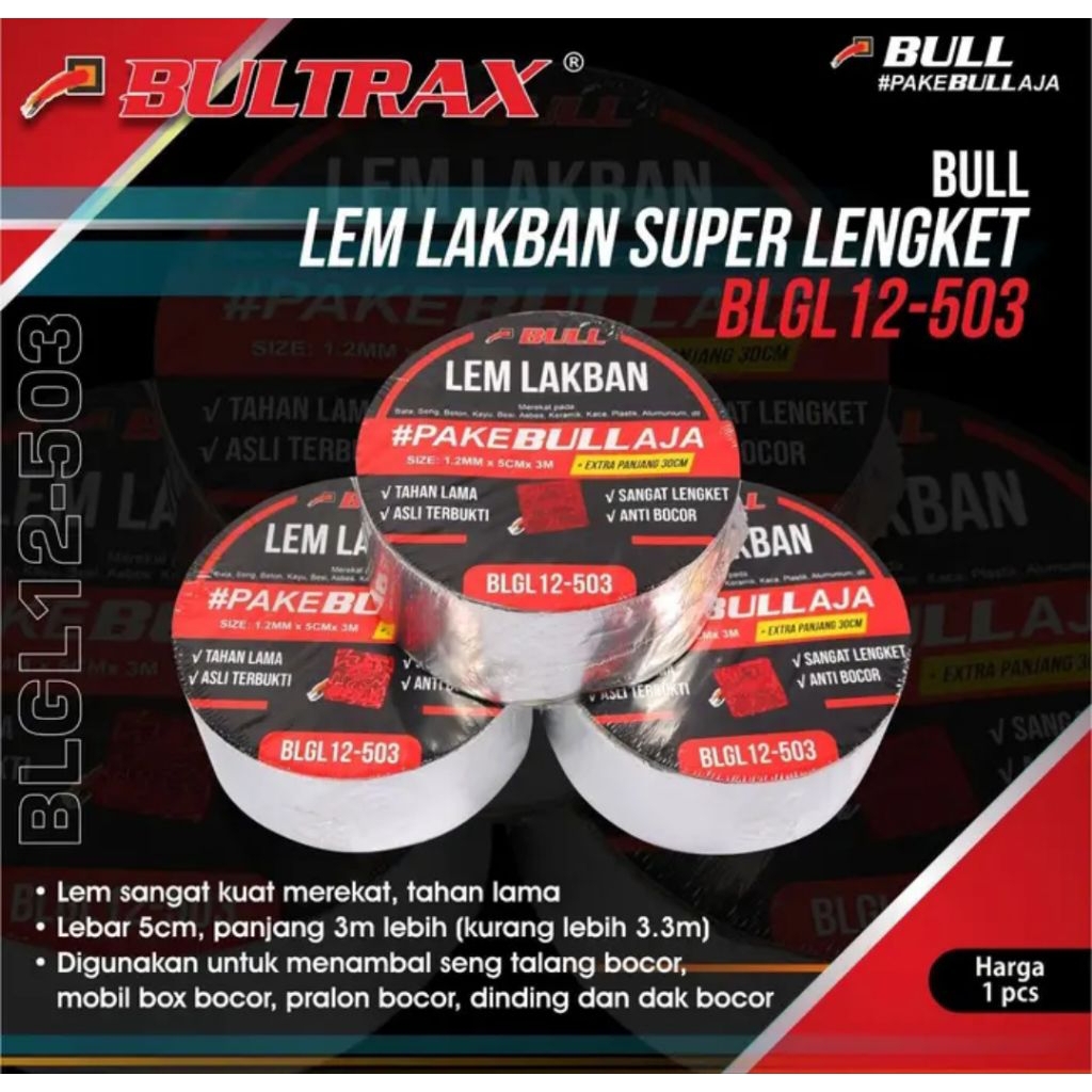Lem Lakban BULL Anti Bocor Serbaguna - Kuat, Fleksibel, Tahan Air