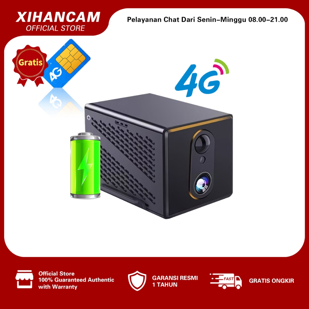 XIHANCAM 5MP CCTV Mini Sim Card 4G CCTV Kecil Tersembunyi Tanpa Kabel Kamera Mini CCTV Sambung Ke HP