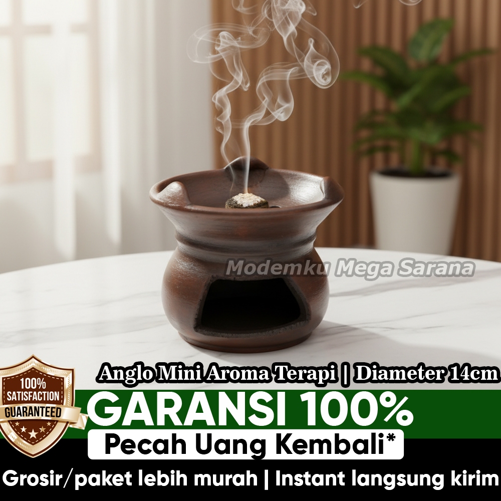 Tungku Anglo Mini Tanah Liat Diameter 14 cm Miniatur Anglo Kecil Pembakar Dupa Aroma Terapi Mainan M