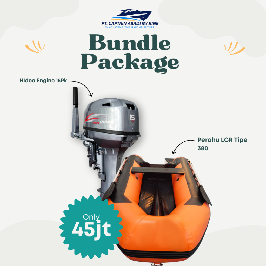 Perahu Karet Rubber Boat LCR Kapasitas 7 Orang Dapat Mesin Tempel 15pk