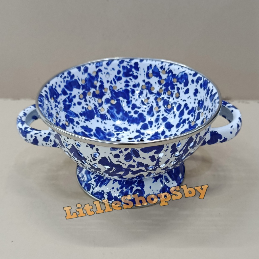 Sangku Bakul Enamel Mini 16cm Biru Marble Blirik Loreng