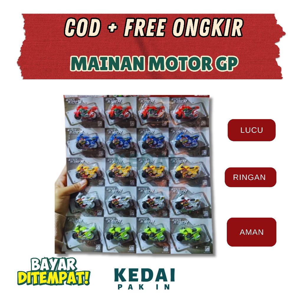 MAINAN ANAK MOTOR GP / MOTOR BALAP MINI ANAK PULL - BACK