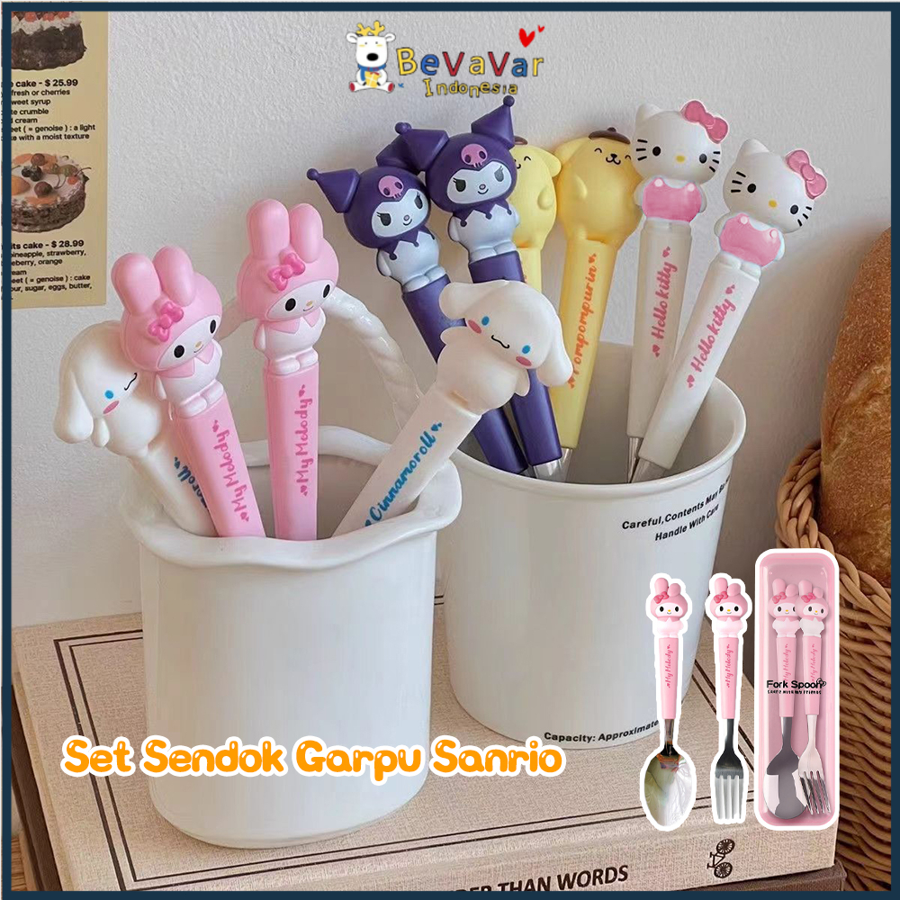 Bevavar Set Sendok Anak Karakter Kartun Lucu Sendok Garpu Set Alat Makan Anak