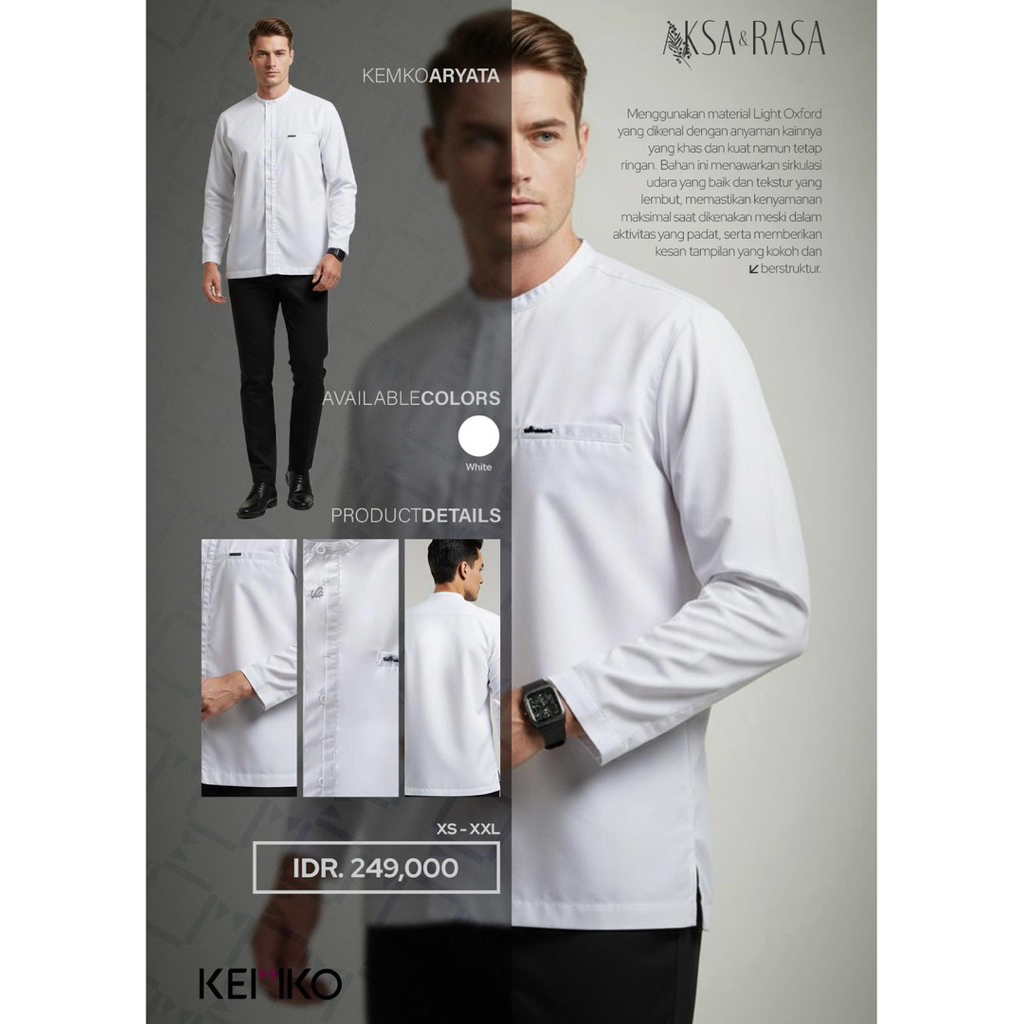 Rabbani - baju koko KEMKO PUTIH RABBANI LENGAN PENDEK & PANJANG