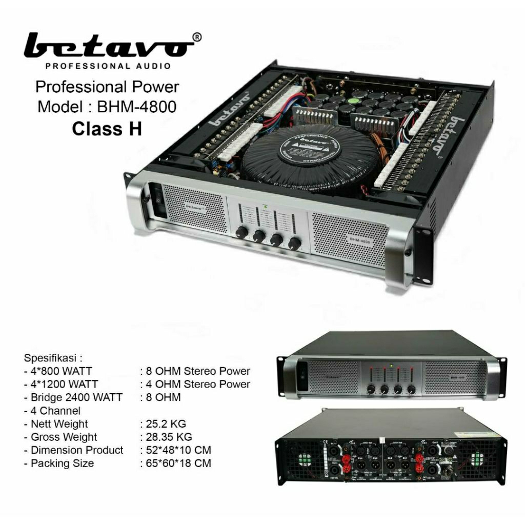 Power Amplifier  Betavo BHM-4800 class H original 4x800watt