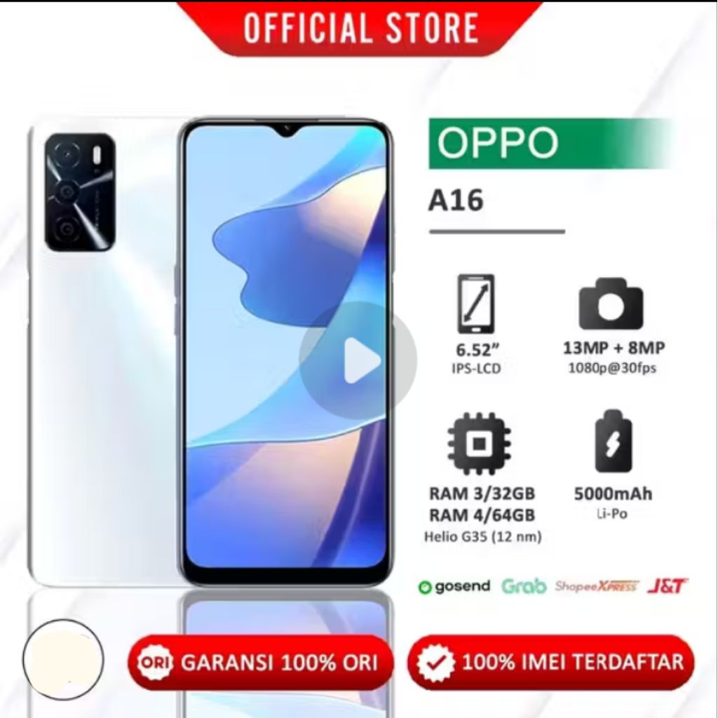 HP OPPO A16e Ram 3/32GB OPPO A16 Ram 3/32gb OPPO A16k Ram 4/64gb di jamin Original garansi resmi