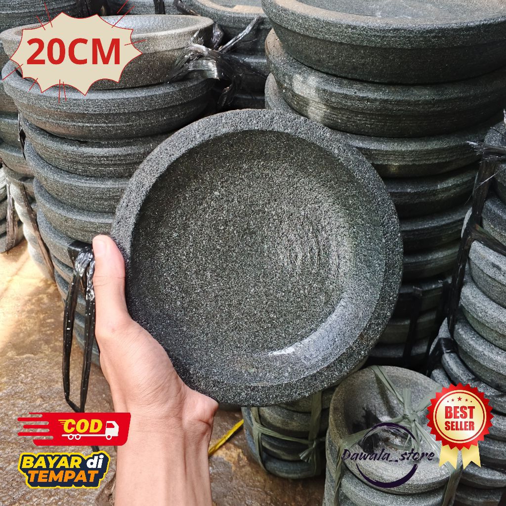 cobek batu asli diameter 20cm (bubut) di jamin 100% asli anti luntur anti campuran